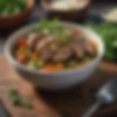Herb-Infused Marinade Bowl Marinade in a bowl with fresh herbs