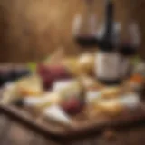 Elegant assortment of wines and artisanal cheeses on a rustic wooden board