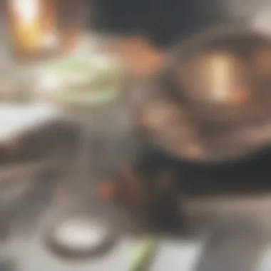 A beautifully set cocktail table with cucumber martinis and garnishes