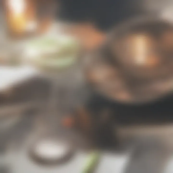 A beautifully set cocktail table with cucumber martinis and garnishes