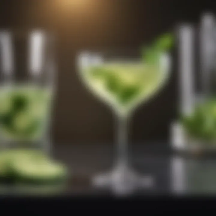 Elegant glassware showcasing the vibrant green hue of the cocktail