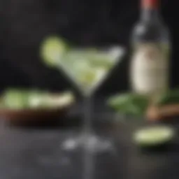 A refreshing cucumber martini garnished with thin cucumber slices