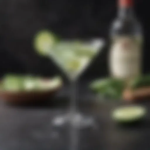 A refreshing cucumber martini garnished with thin cucumber slices