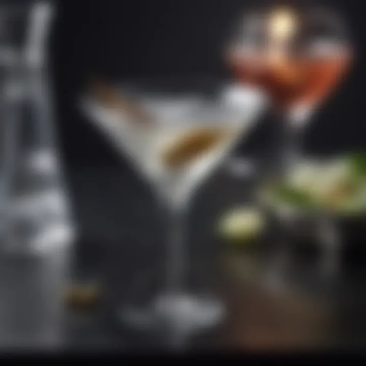 A pristine glass showcasing a Grey Goose Vodka Martini with an olive garnish