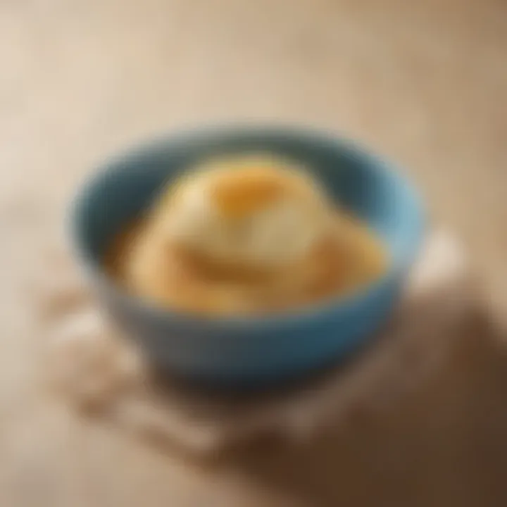 A close-up of the silky pancake batter in a bowl