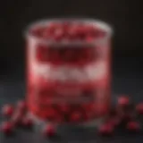 A vibrant can of cranberries showcasing its rich color and texture