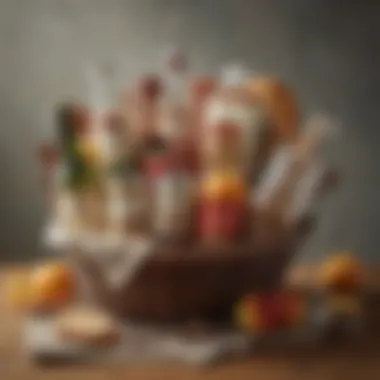 Thoughtful Gift Basket of Home Essentials Artfully arranged gift basket featuring home essentials