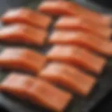 Fresh salmon fillets ready for baking