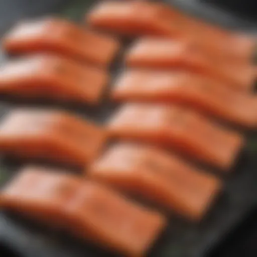 Fresh salmon fillets ready for baking