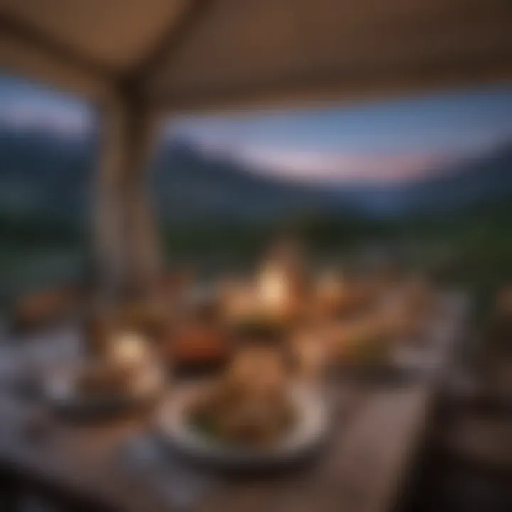 An elegant setup for a gourmet dinner under the stars.