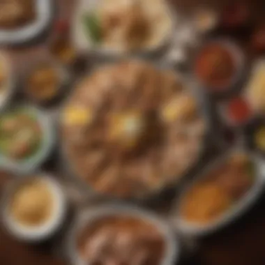 Close-up of a diverse platter of Southern cuisine