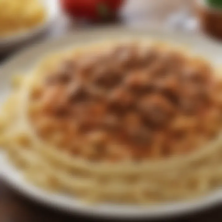 A plate of creamy beef pasta, showcasing tender ground beef and a rich sauce