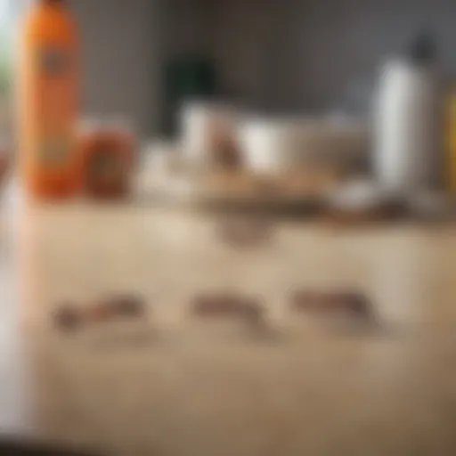 Natural ant repellents on a kitchen countertop