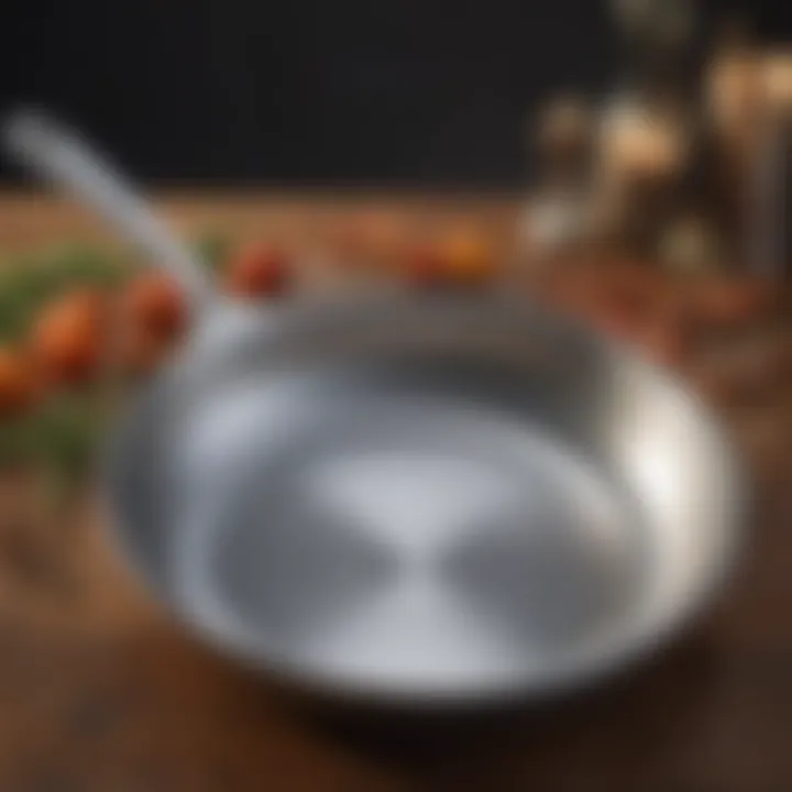 Stainless steel skillet with food residues before cleaning