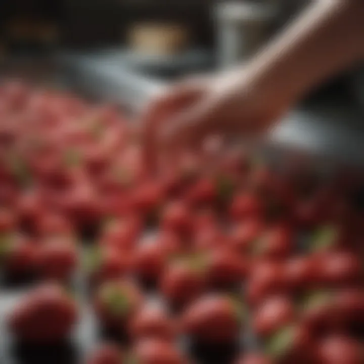 Sorting strawberries for storage