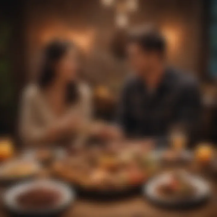 A cozy, intimate engagement gathering with personalized decor and warm ambiance