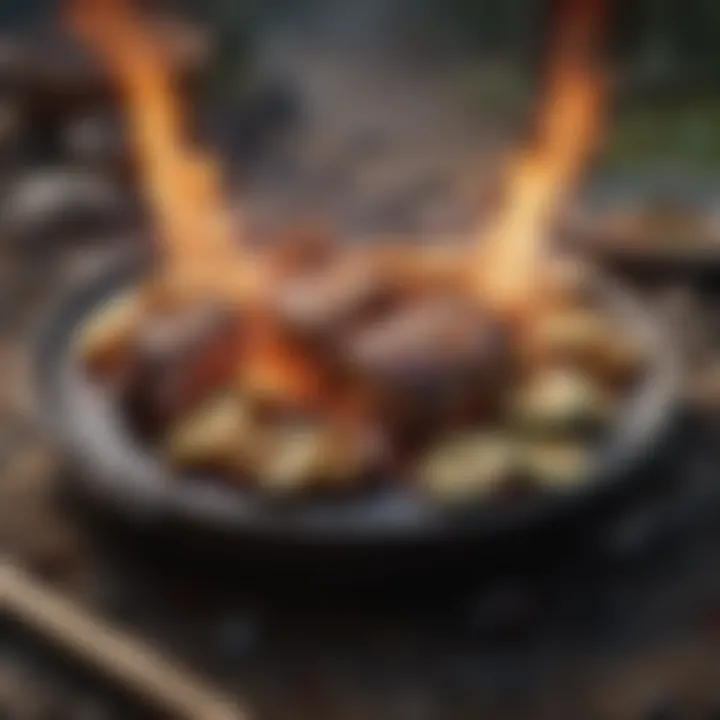 Savory dinner cooked over an open flame