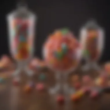 Elegant arrangement of candies in decorative jars