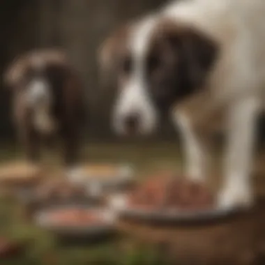 Dog enjoying a meal with ground lamb