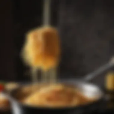 A close-up of gluten-free pasta being cooked in a pot.