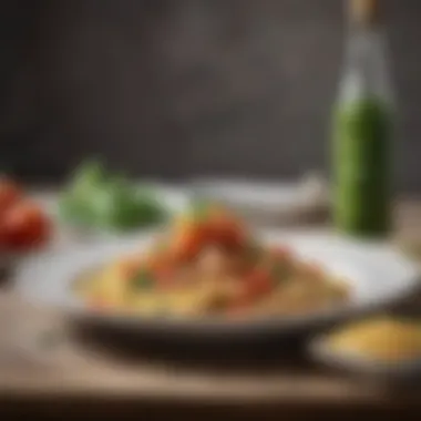 Artfully Plated Gluten-Free Pasta A beautifully plated dish featuring gluten-free pasta with fresh vegetables.