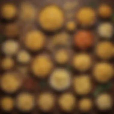 A variety of gluten-free pasta types arranged on a wooden table.