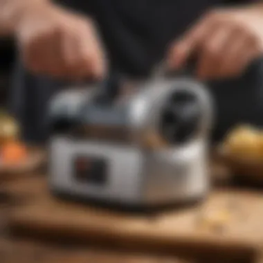 Electric Knife Sharpener in Action Close-up of an electric knife sharpener in use