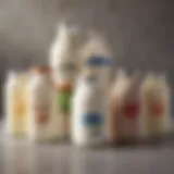 A visual representation of various types of vegan milk containers