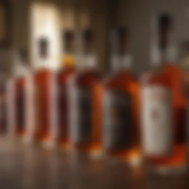 A collection of top bourbon bottles displayed elegantly