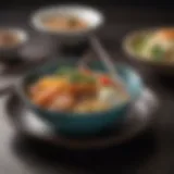 Elegant display of glass chopsticks alongside traditional dishes