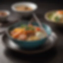 Elegant display of glass chopsticks alongside traditional dishes