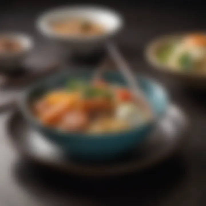 Elegant display of glass chopsticks alongside traditional dishes