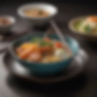 Glass Chopsticks with Traditional Cuisine Elegant display of glass chopsticks alongside traditional dishes