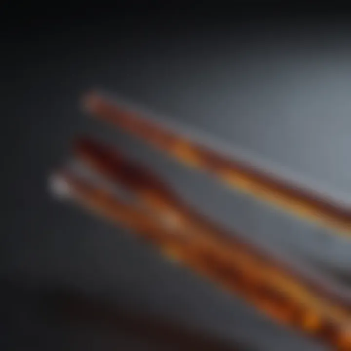 Close-up of glass chopsticks showcasing material details and craftsmanship