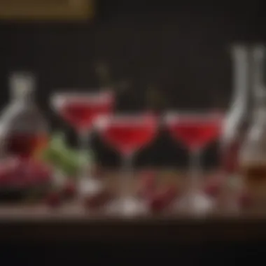 Elegant Setting with Cherry Cocktails Elegant setting showcasing cherry cocktails and pairings
