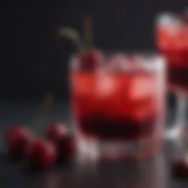 A vibrant cherry cocktail garnished with fresh cherries