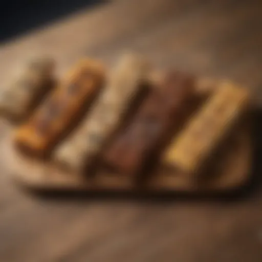A variety of Aldi Elevation Bars displayed on a wooden table