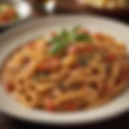 An array of elegant pasta dishes showcasing vibrant colors and textures