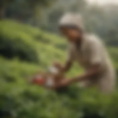 Traditional tea plucking in the hills of Ceylon