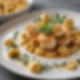 A beautifully plated chicken cheese tortellini dish garnished with fresh herbs