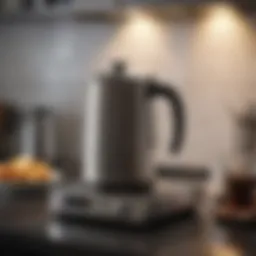 Sleek coffee percolator on an induction cooktop