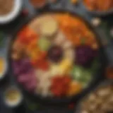 A vibrant Mediterranean platter with colorful vegetables and grains