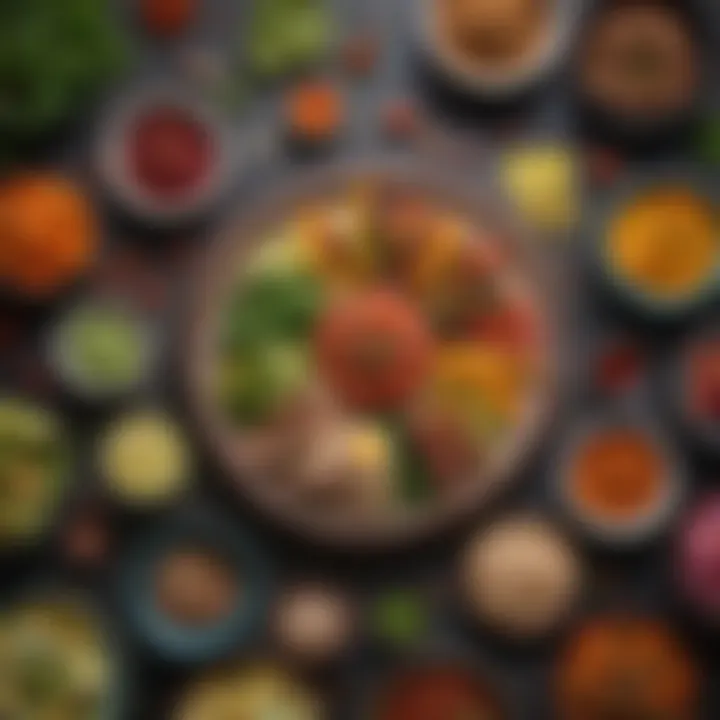 A selection of colorful, healthy plant-based dishes beautifully arranged