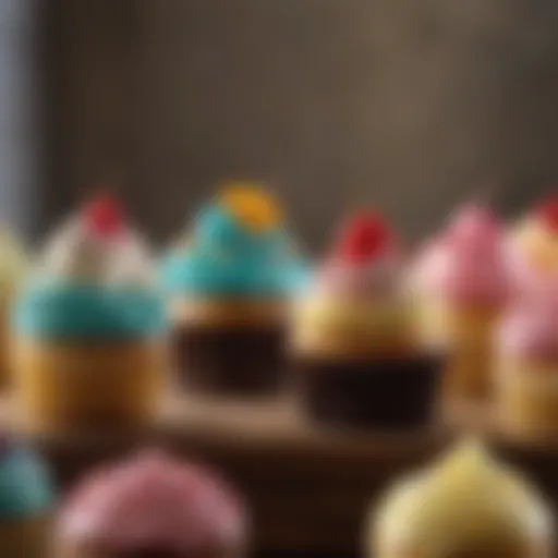 Colorful assortment of gourmet cupcakes showcased elegantly