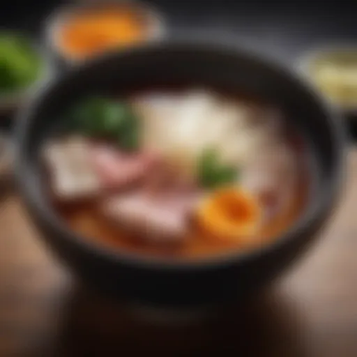 A warm bowl of dashi broth with authentic ingredients