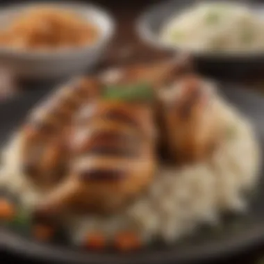 Grilled chicken served with seasoned rice