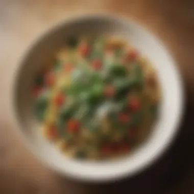 Gourmet Spinach Pasta A gourmet spinach pasta dish showcasing rich flavors.