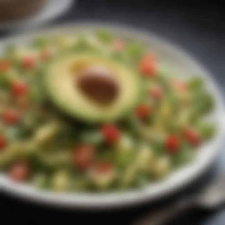 Close-up of avocado salad showcasing creamy texture