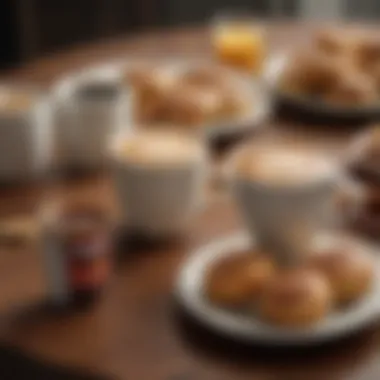 Elevating Breakfast with Folgers Cinnamon Swirl An elegantly set breakfast table featuring Folgers Cinnamon Swirl Coffee alongside pastries.
