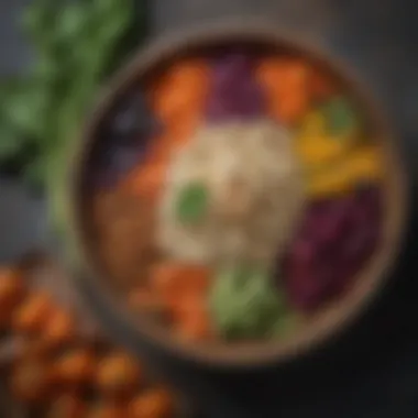 Plant-Based Zinc Boosters An array of colorful vegetables alongside nuts in a rustic bowl.